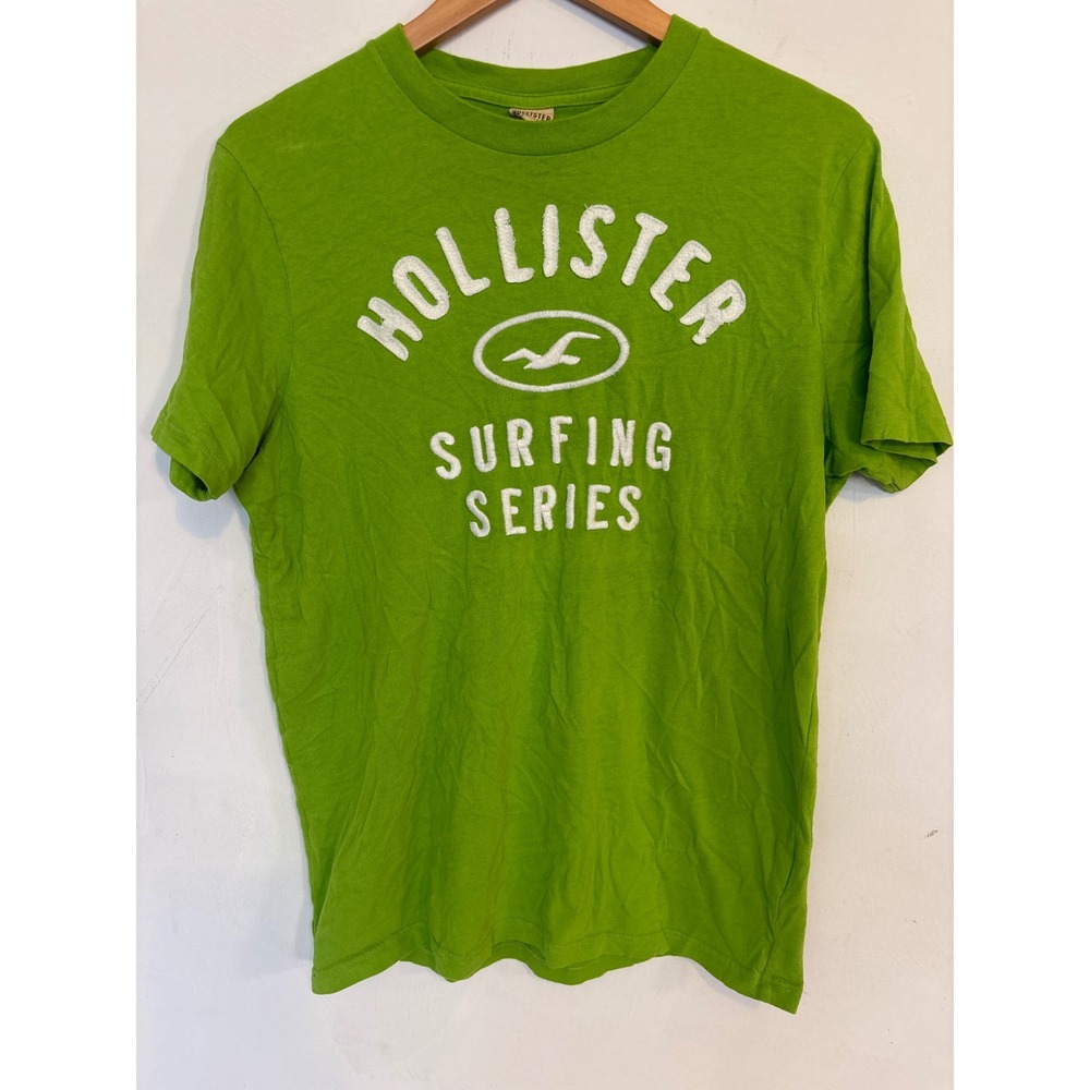 Hollister California Surfing Series Graphic T-Shirt Lime Green Mens Large